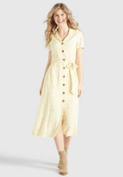 Khujo GOYA - Blusenkleid - Gelb-weiß Geblümt